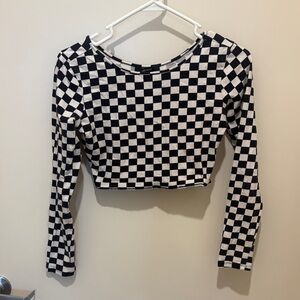 Checkered Black and White Crop Top